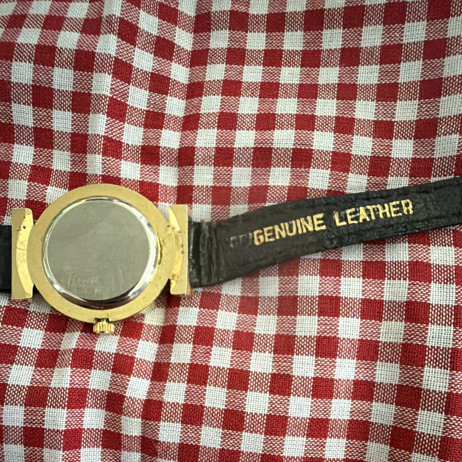 Gloria Vanderbilt Quartz Gold Tone Crystal Bezel Watch Black Leather