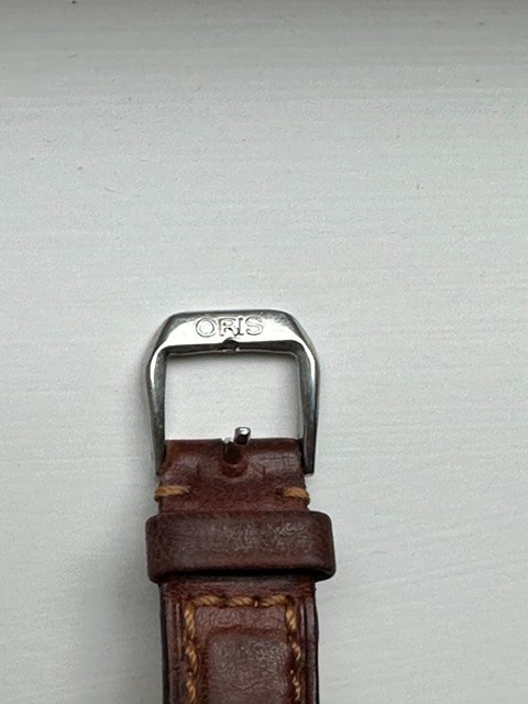 Vintage Oris Rectangular Date Automatic Guilloché Dial Stainless Steel Watch ~19