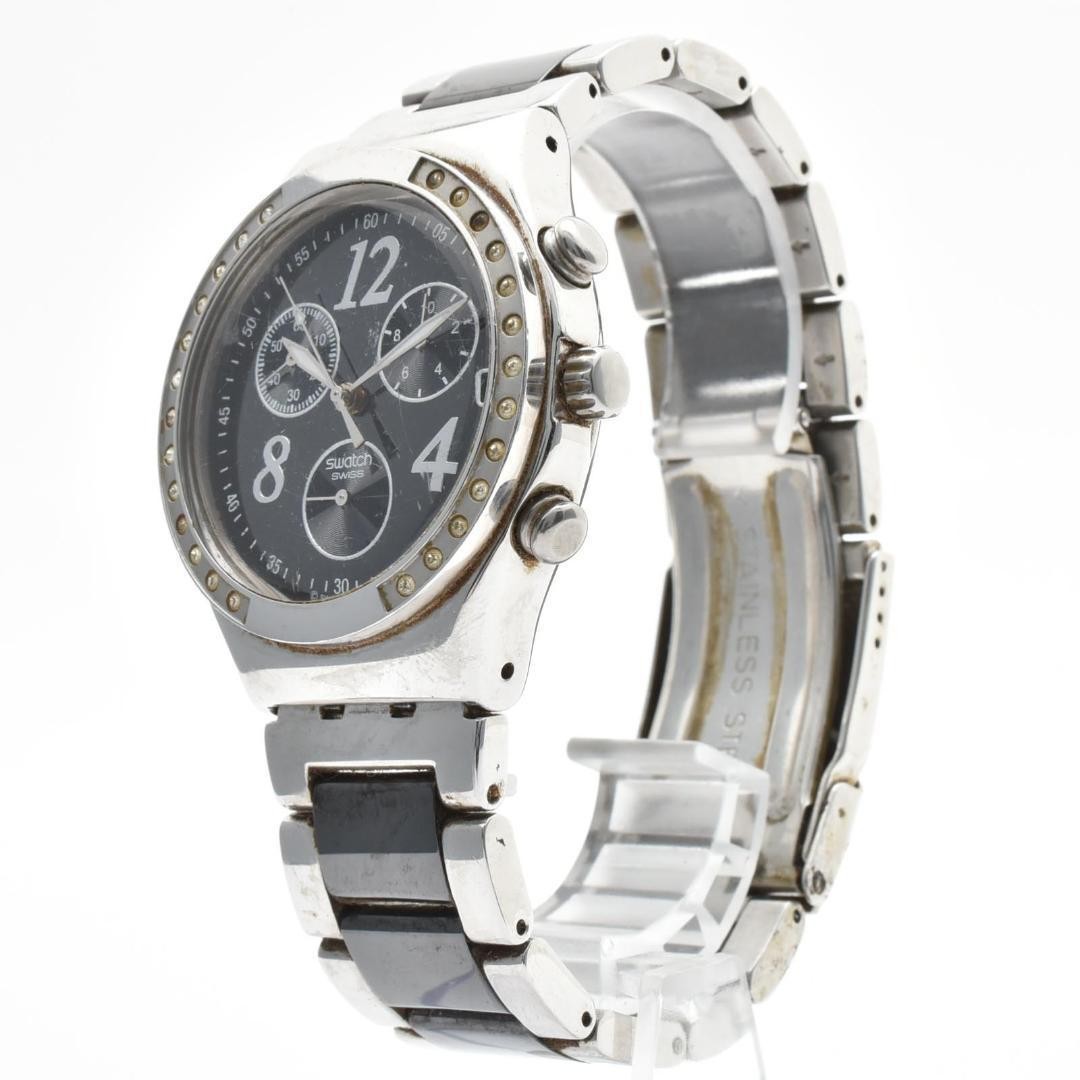 Swatch Irony Chronograph Black Ladies Wristwatch Quartz Japan 0712462