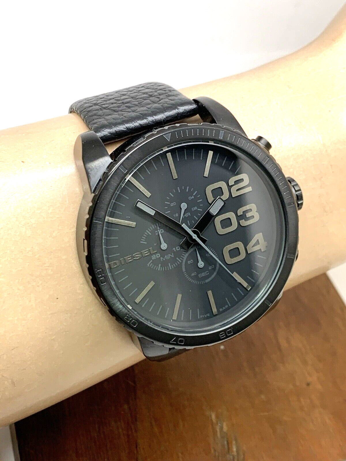 Diesel Men’s Watch DZ4216 Quartz Chronograph Black Dial Leather Band 52mm