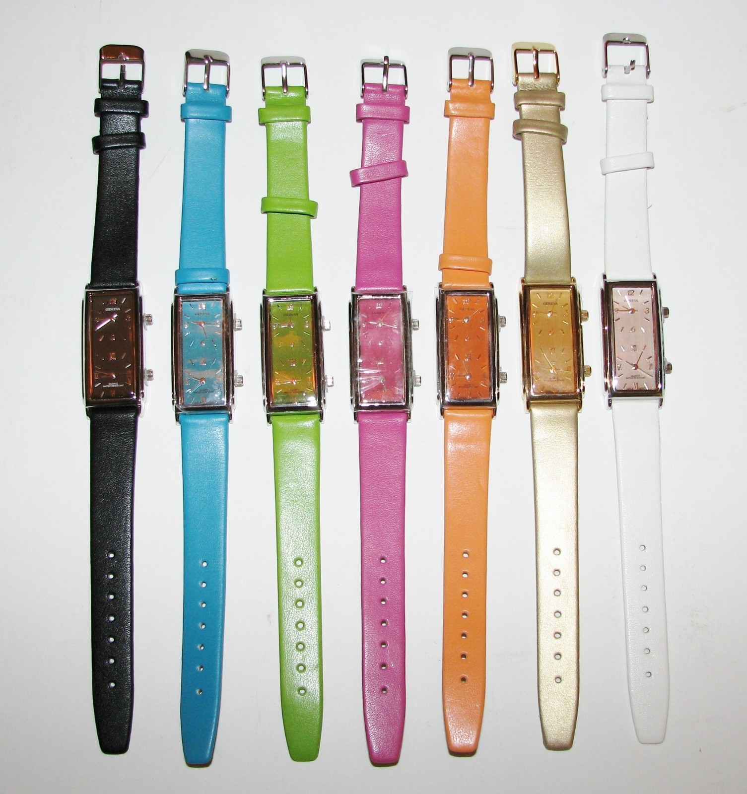 NEW-GENEVA DUAL DOUBLE TWO TIME ANALOG LEATHERETTE LADY’S WATCH