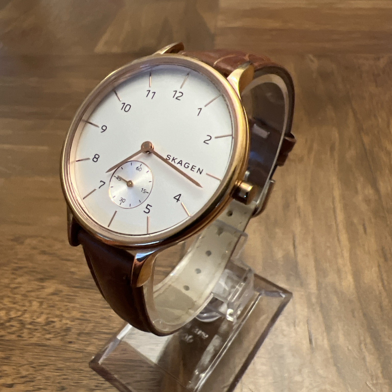 Skagen Anita Watch Women 34mm Dial Rose Gold Small Seconds New Battery