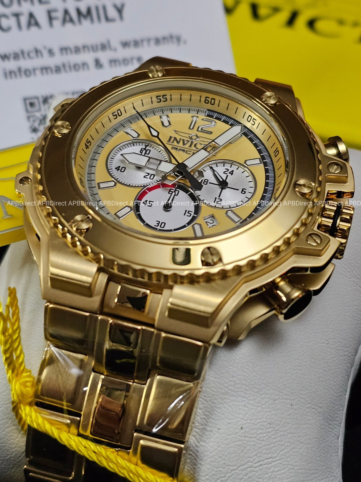 Invicta Racing Chronograph – Gold SS Case & Bracelet 56mm Case 200m Mens Watch