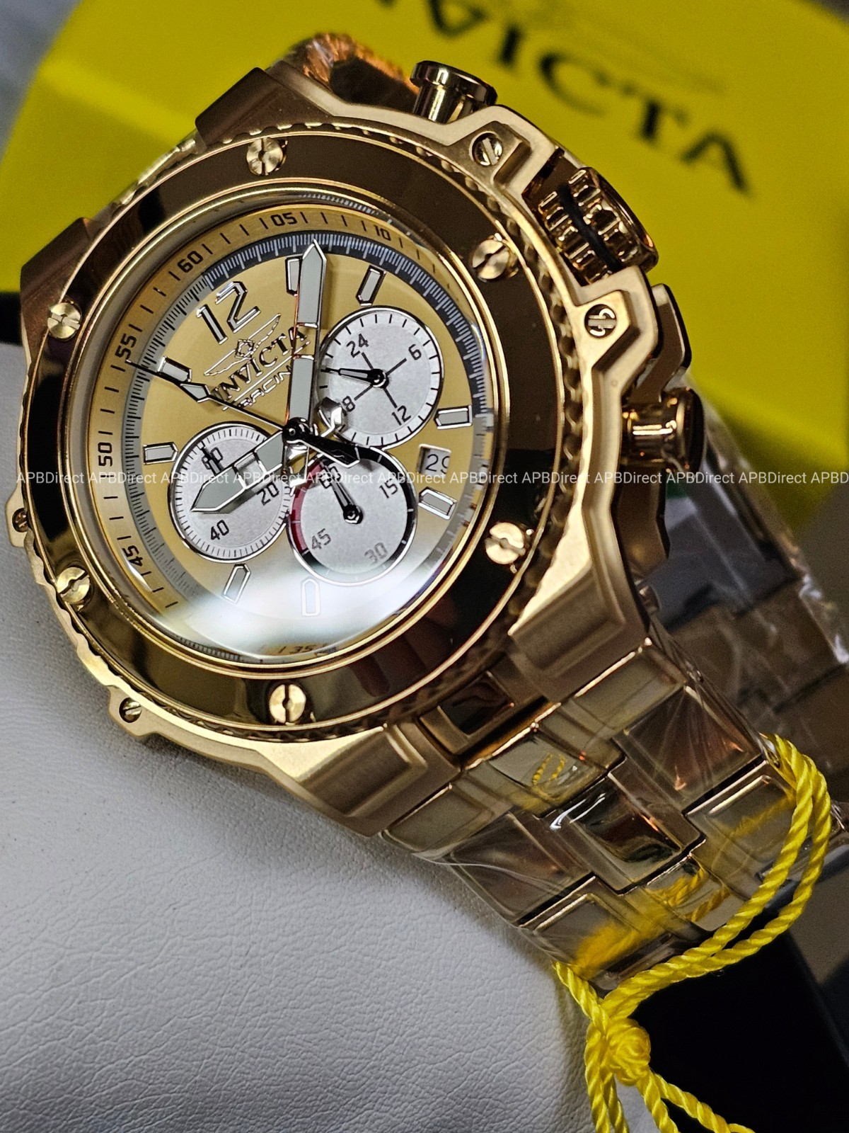 Invicta Racing Chronograph – Gold SS Case & Bracelet 56mm Case 200m Mens Watch