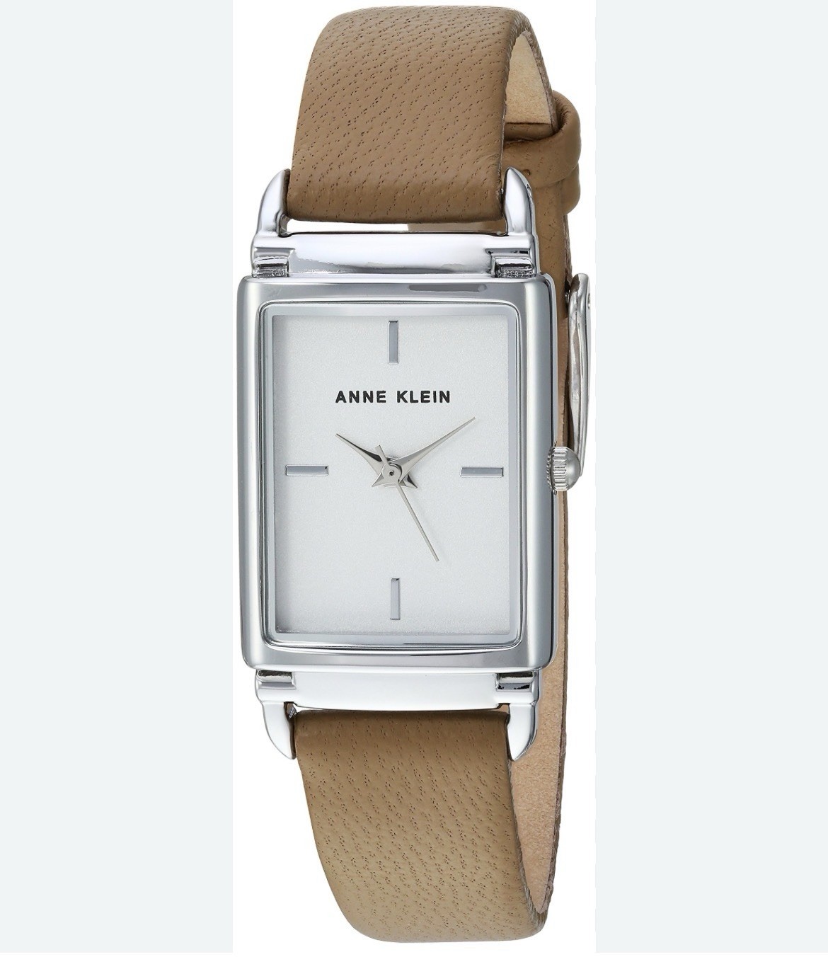 Anne Klein Women’s Silver-Tone and Tan Leather Strap Watch