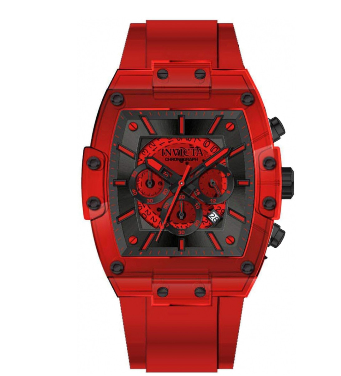 Invicta S1 Rally Diablo Men’s 48mm Clear Red Anatomic Dial Chrono Watch 44352