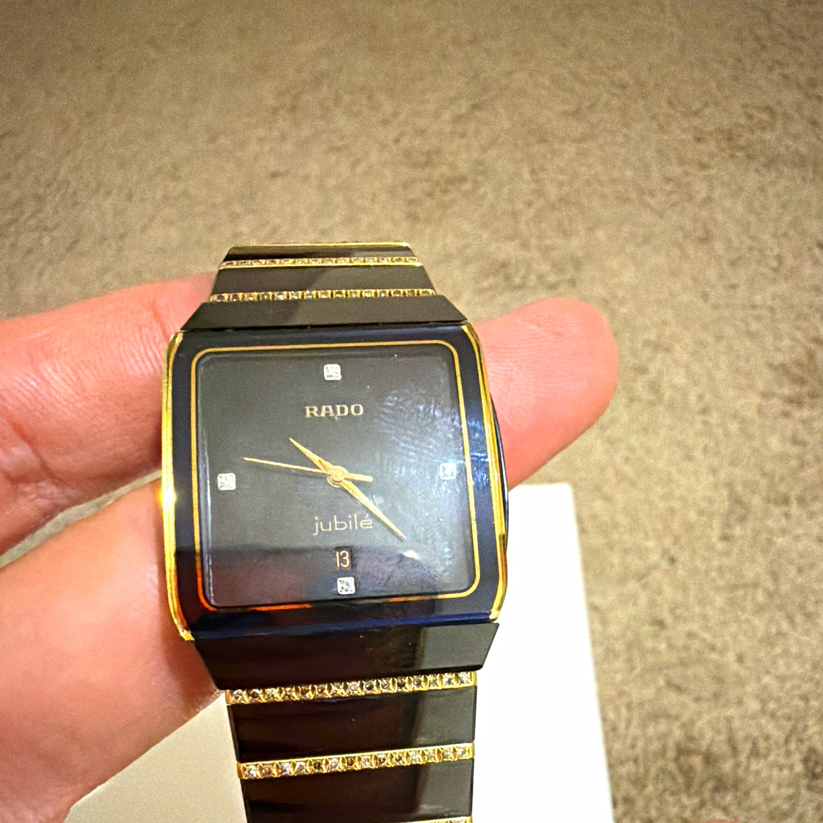 Rado Jubile men’s Quartz Black Ceramic Gold Tone Diamond