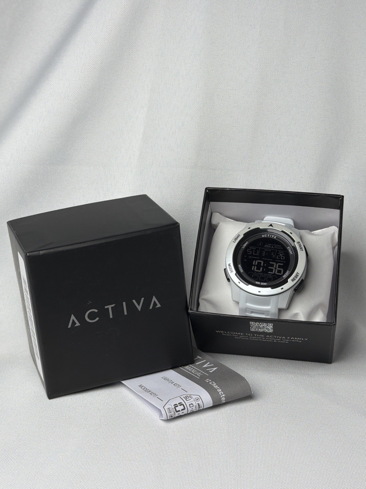 Activa Digital Sport Watch White WR30M Alarm Chrono New in Box