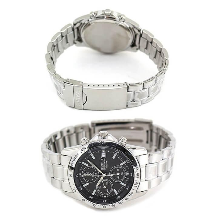 SEIKO Chronograph SND367PC Black Silver Men’s Watch from Japan in BOX new