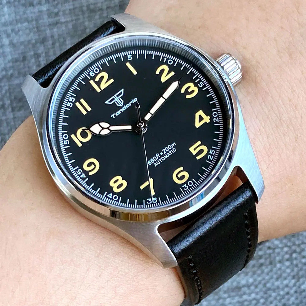Tandorio New 39mm Sapphire Glass 20ATM Black NH35A Diver Automatic Men Watches