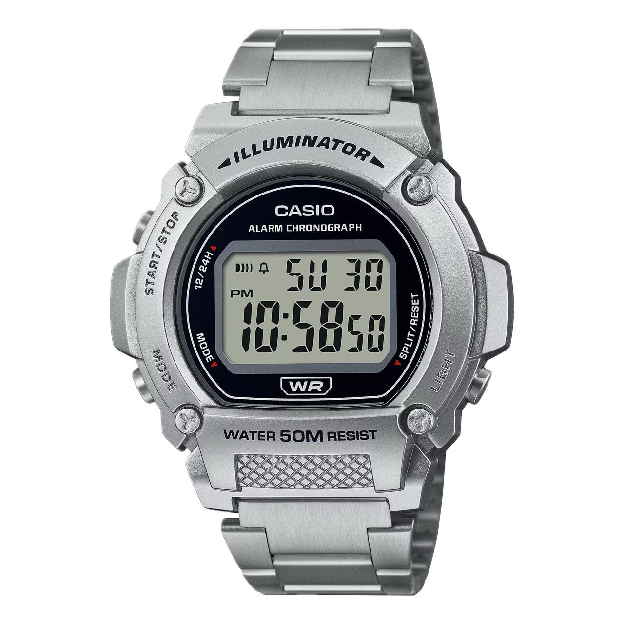 Casio Men’s Classic Digital Watch with Stainless Steel Band – W-219HD-1AVCF