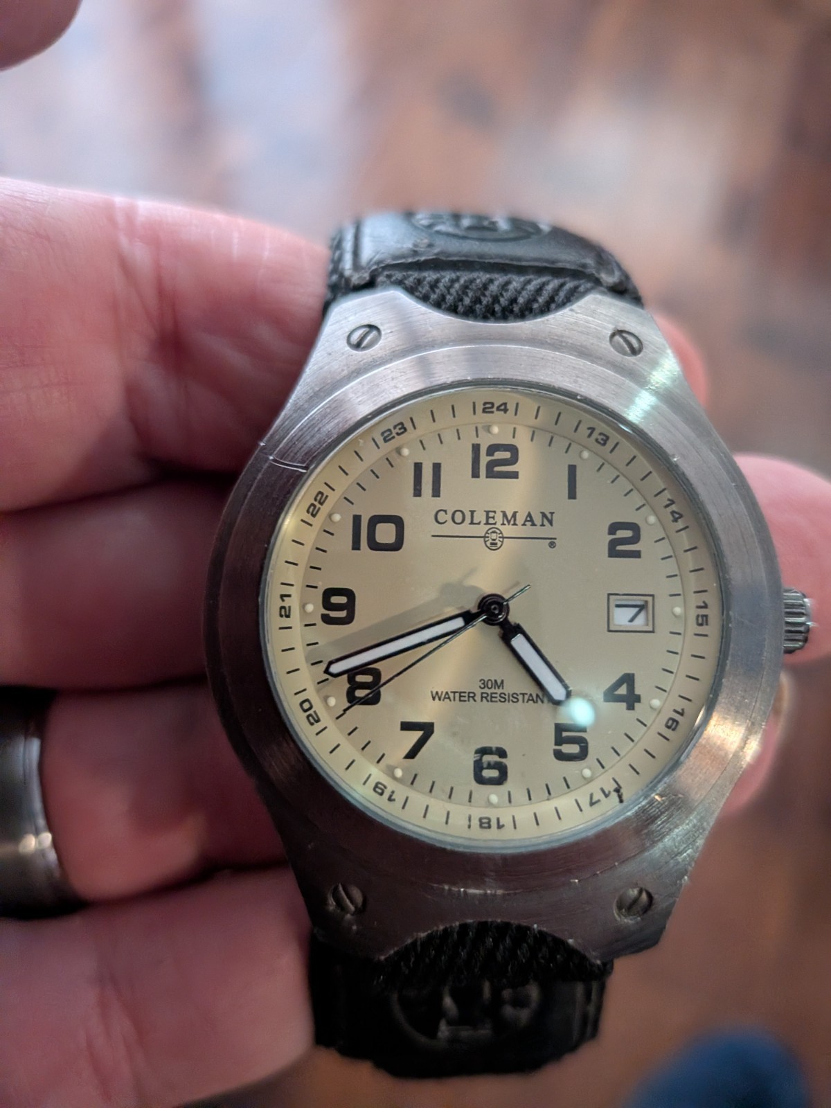 Coleman Watch Men Quartz SS Case Date Original Black Strap 40mm New Battery