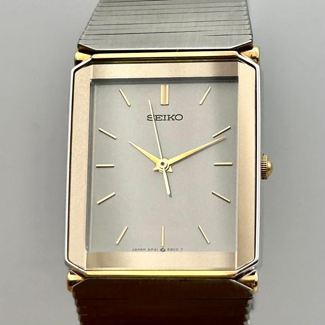 Seiko 5P31-5A80 Rectangular Gold Quartz Watch Japan Vintage 0613798