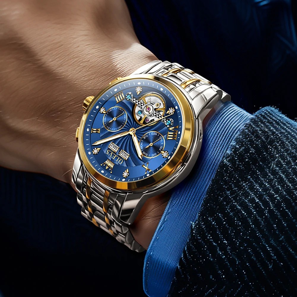 Automatic Mechanical Waterproof Watch Luxury Dial Strap Men Men’s