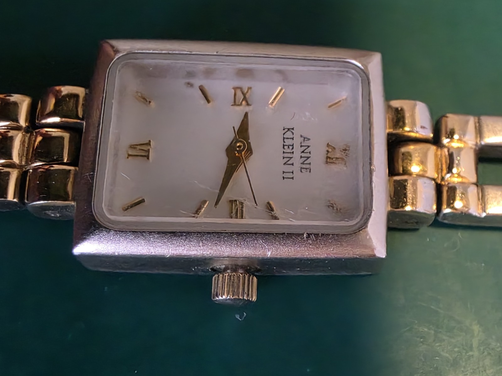 Anne Klein II Women’s Quartz Rectangle Dress Watch Two-Tone Bracelet White Dial