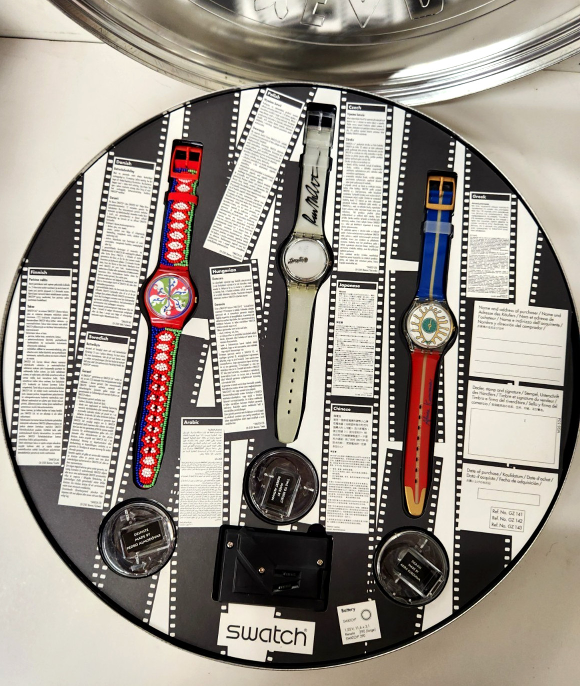Swatch 100 Years of Cinema 1895-1995 Anniversary 3-Piece Set, Needs Batteries