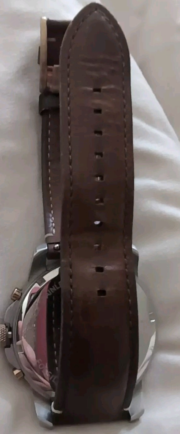 AUTHENTIC FOSSIL FLYNN SILVER BROWN LEATHER CHRONOGRAPH FS1508 Pre-owned