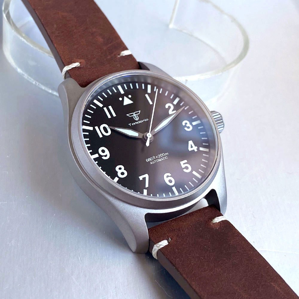 Tandorio Dive Automatic 39mm Titanium Pilot Watch Sapphire NH35/Miyota8215 Movt