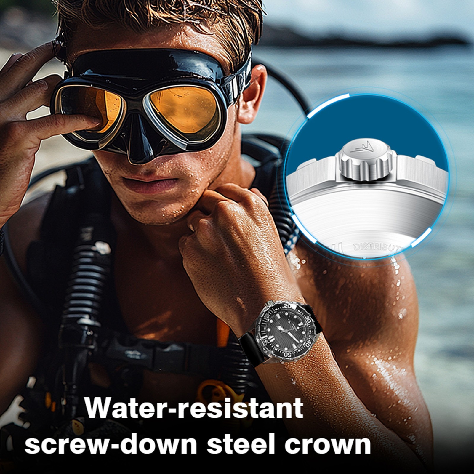 Solar Powered Quartz Dive Watch Night Glow 300M Rainproof For Men Women New
