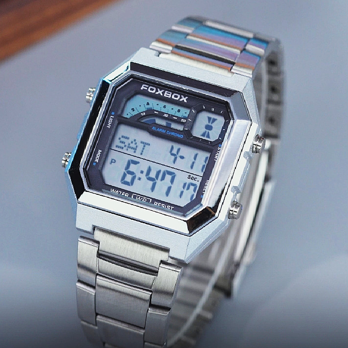 Mens Business Stainless Steel Digital Waterproof Luminous With Date Wrist Watch