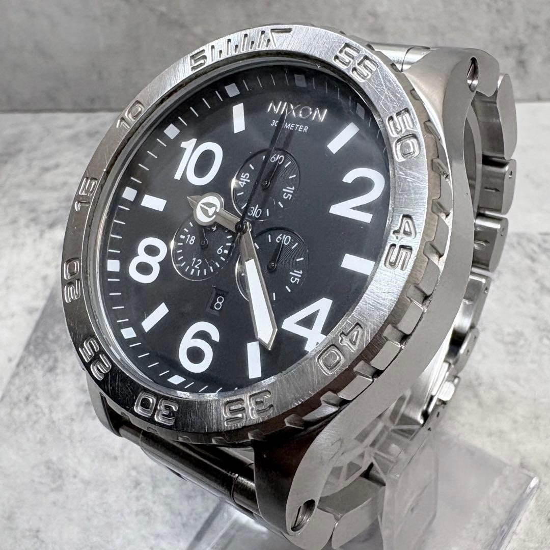 Nixon 51-30 Chrono Silver Black Watch Simplify The 51-30 Wrist Size 17cm
