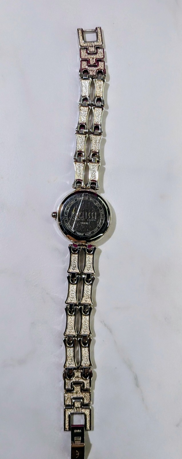 Ecclissi Sterling Silver Bamboo Link Ladies Wrist Watch Model 31450 New Battery