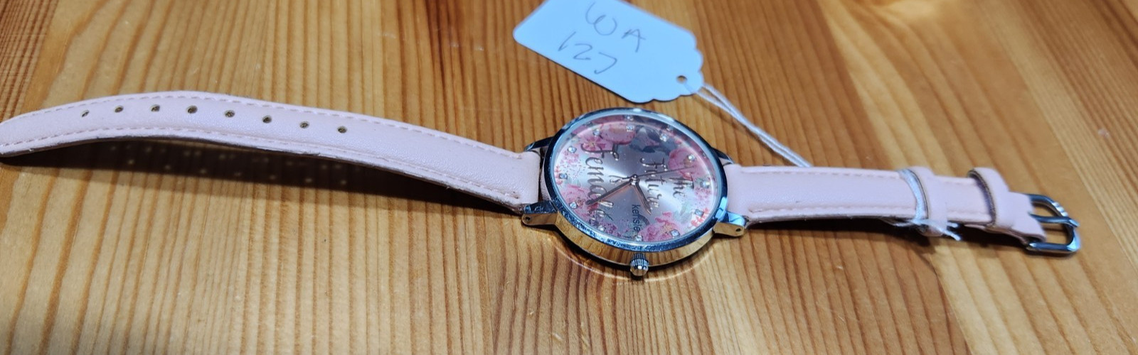 Women’s Watch Rose Gold Pink Leather Floral The Future Is Female Quartz New Batt