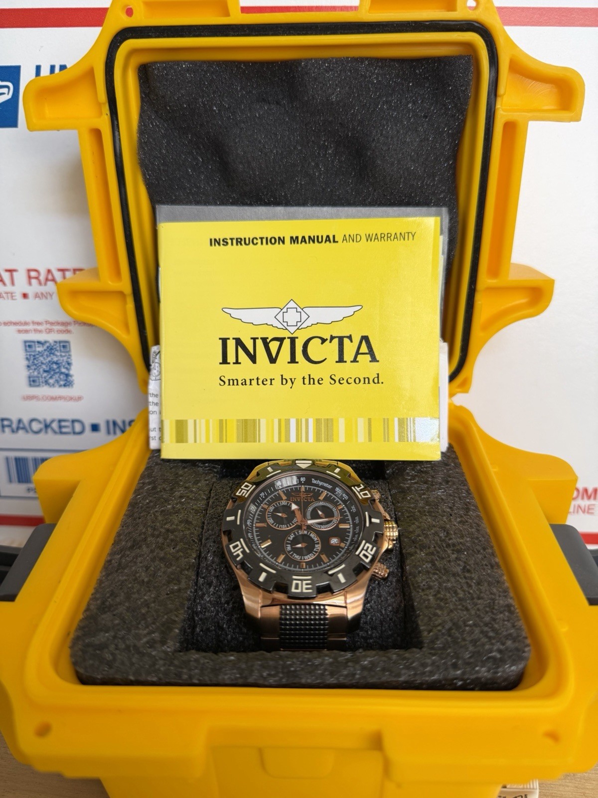 Invicta 1221 Mens Watch 46mm Chronograph Gold Tone Stainless New Battery