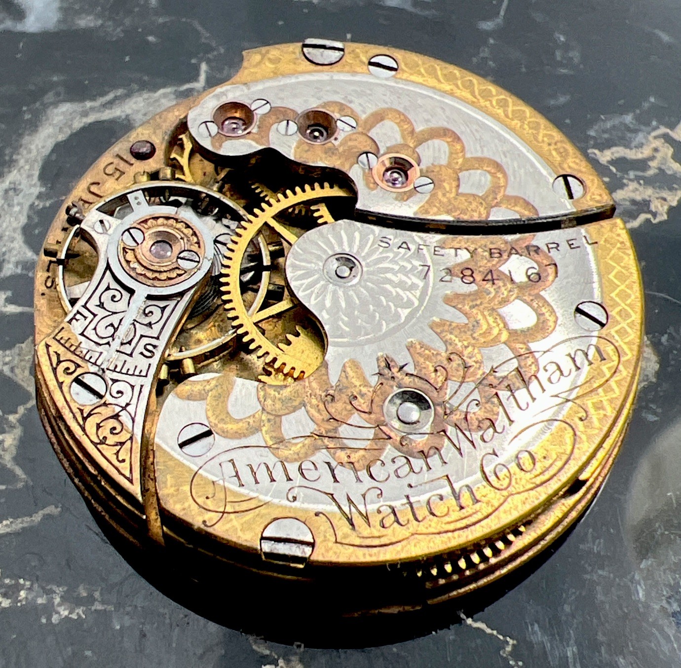 Waltham 0s 15j Two Tone Grade 63 Model 1891 Pocket Watch Movement Parts/Repair