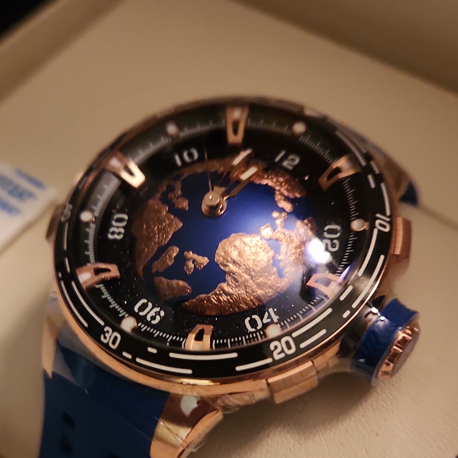 Invicta Celestial Earth Limited Edition Quartz Watch Blue Silicone Band!