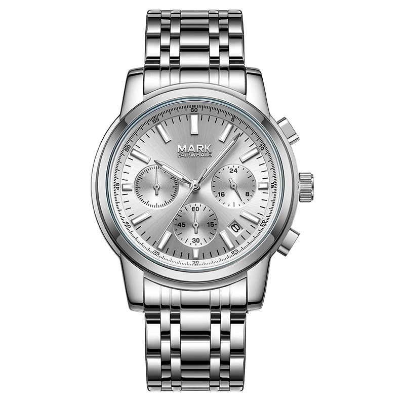 MARK FAIRWHALE Men’s Chronograph Calendar Stainless Steel Luminous Quartz Watch