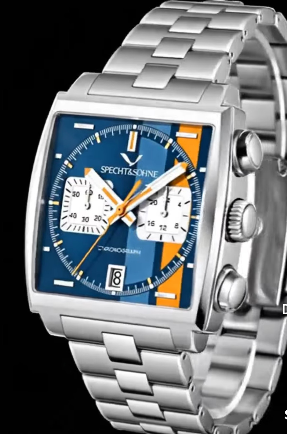 New Specht & Sohne blue chronograph watch mens mecha-quartz with Seiko mechanism