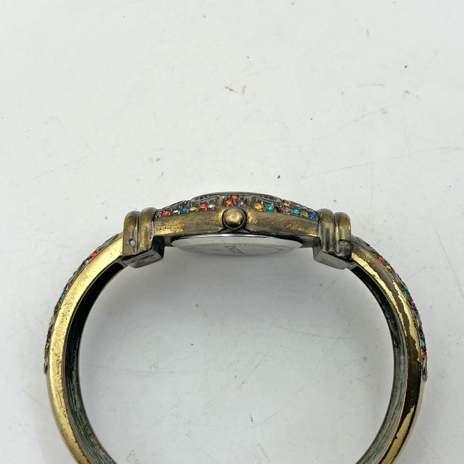 Chicos Bangle Watch Multi Color Stones Brass 5366 24mm Womens