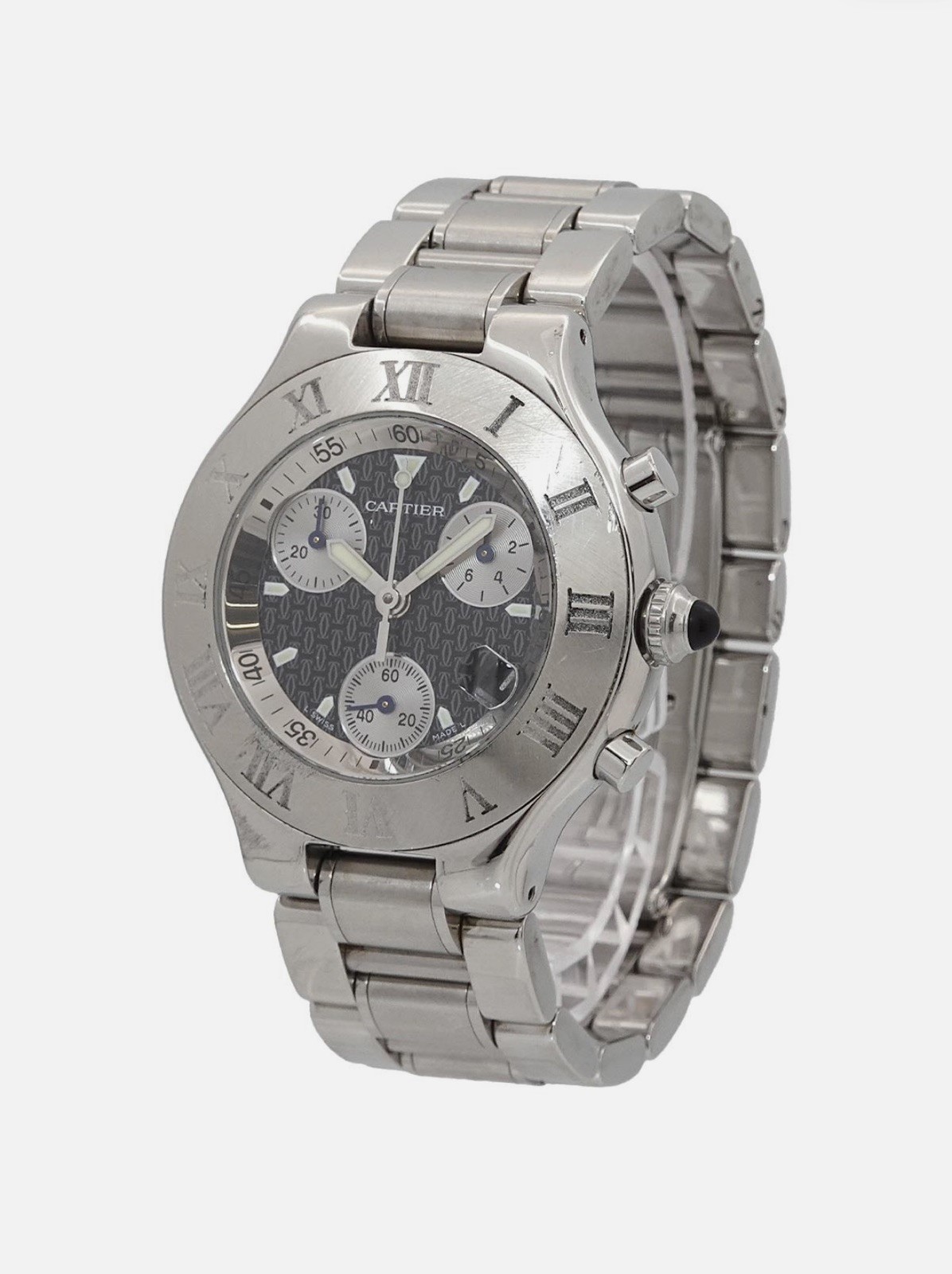 Mint Authentic Cartier Must 21 Chronoscaph SS 2424 Quartz Mens Date Watch
