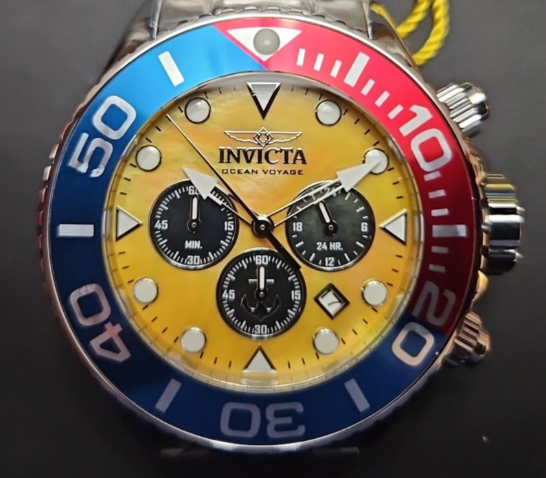 Invicta Ocean Voyage Men’s Watch Quartz 52mm Stainless Steel, Pepsi (48596) NIB