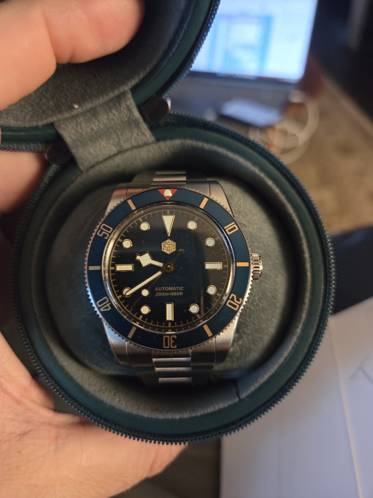 San Martin SN0138-GB 37mm Diver-Teal/Deep Green & Gilt-ST2130 HighBeat-EXCELLENT