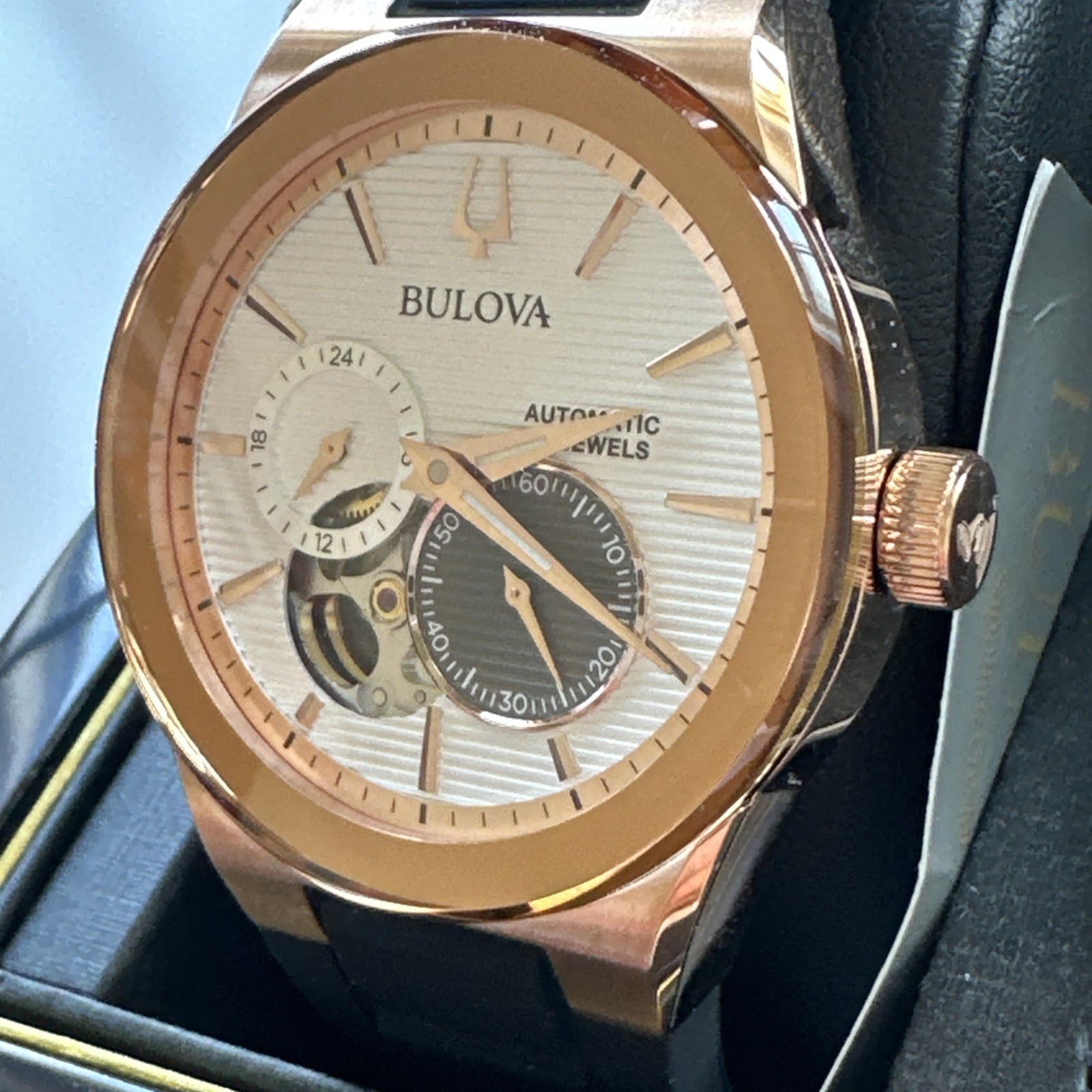 Bulova Men’s Millennia Automatic Black Silicone Latin Grammy Watch 38MM 97A186