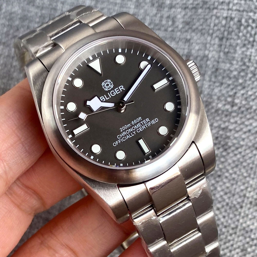 BLIGER 36mm/39mm NH35 PT5000 Satin-Finished Bezel Automatic Watch Sapphire Glass