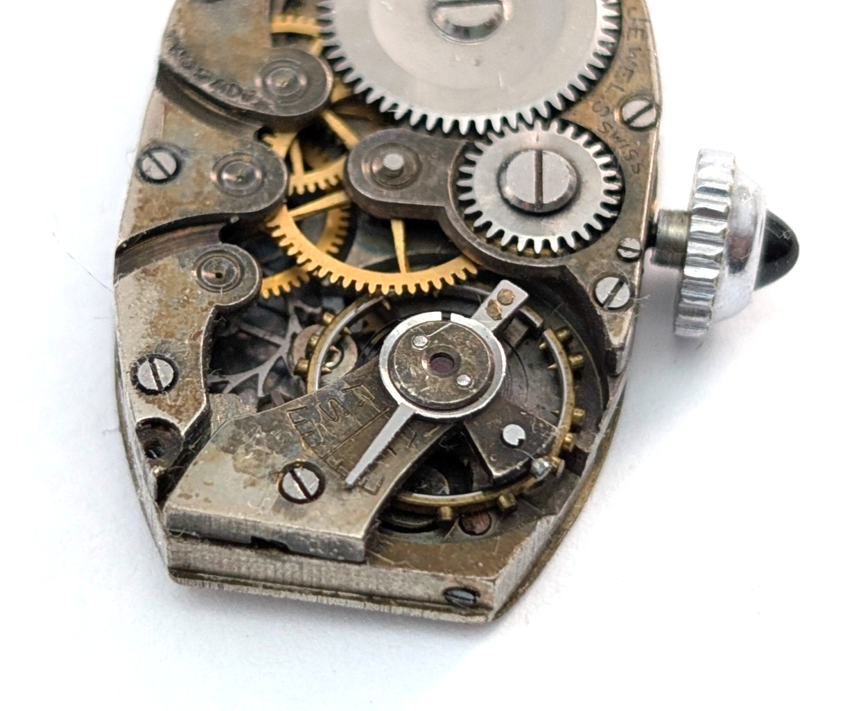 Vintage FONTAIN Helbros 10A 6j Art Deco Ladies 15mm Watch Movement PARTS REPAIR