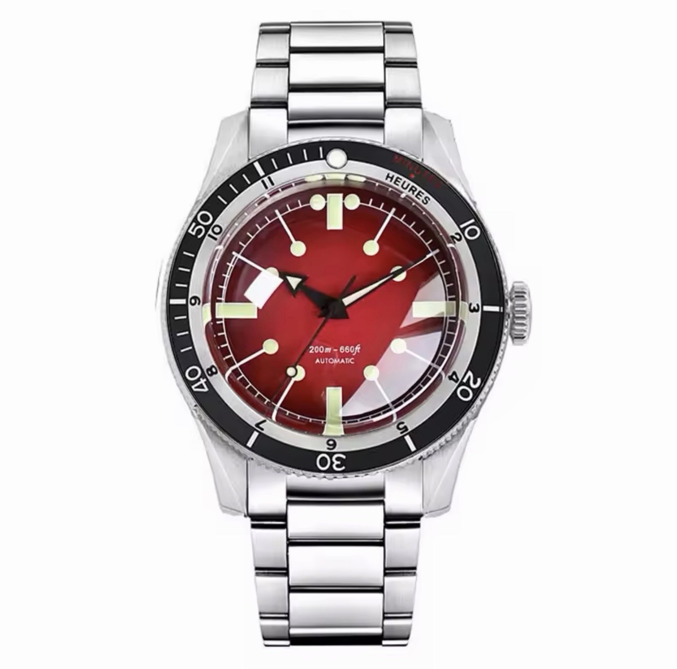 Tandorio Red Sunburst Automatic Diver Miyota 8215 – Sapphire Crystal – 200m -NEW