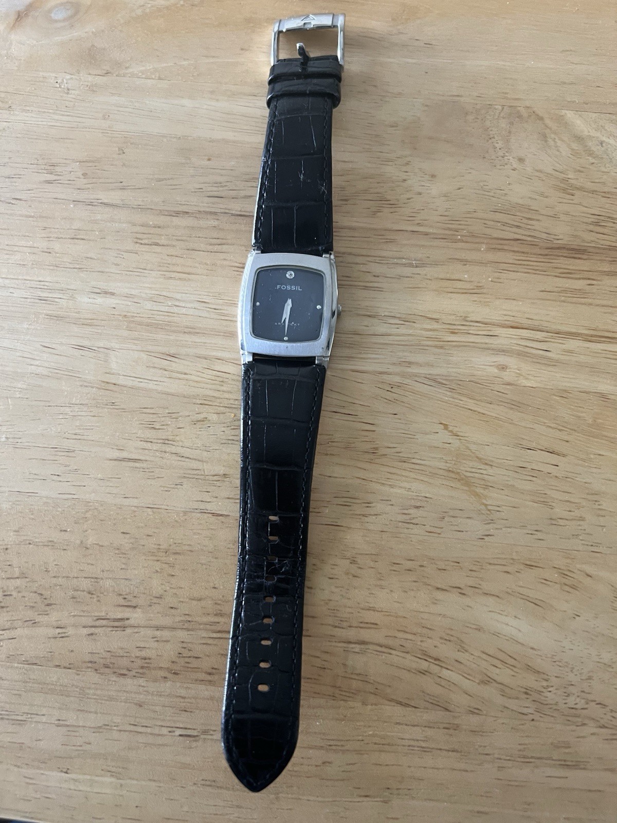 FOSSIL UNISEX FS-3000 BLACK LEATHER STRAP WRISTWATCH