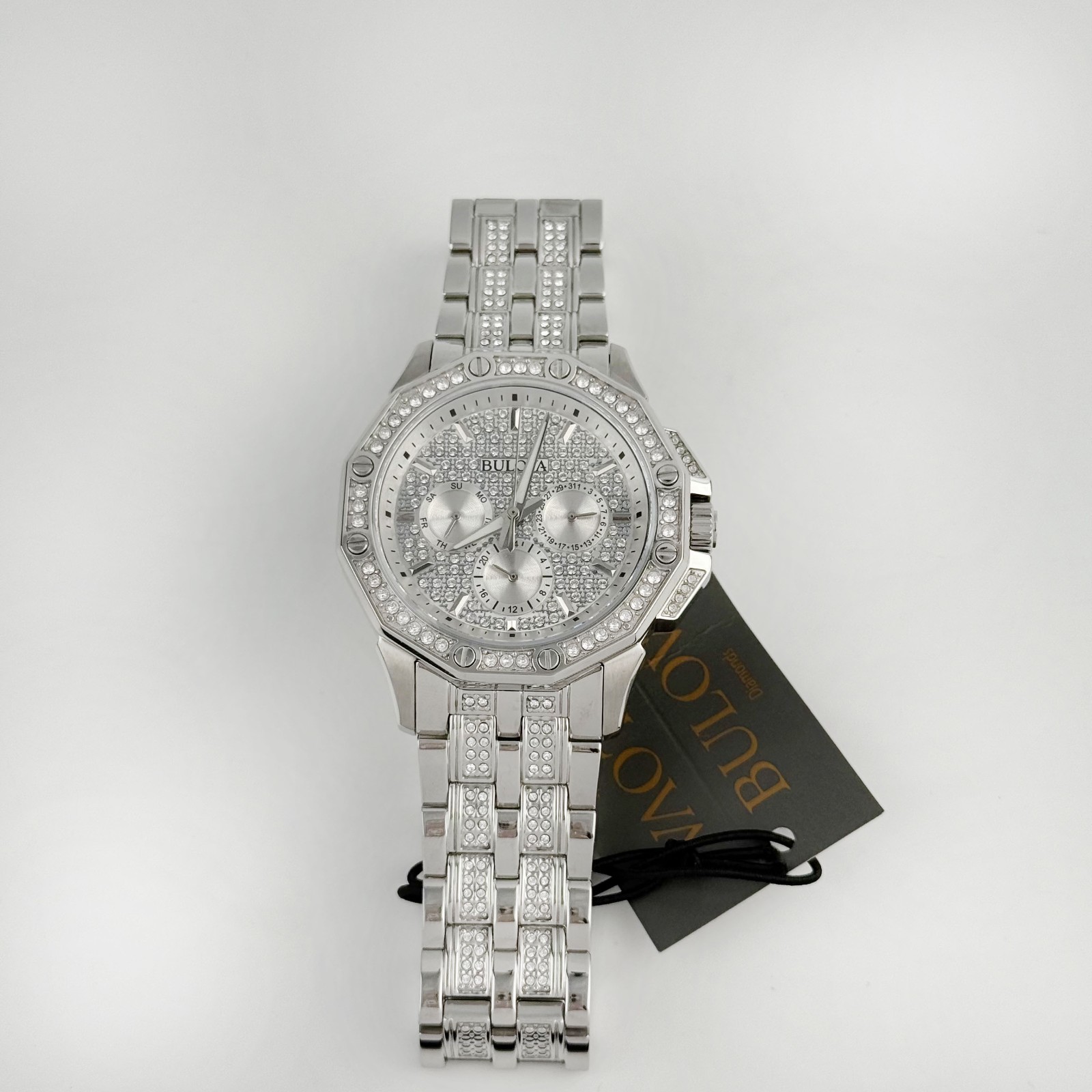 Bulova Octava Crystal 96C134 Silver stainless steel Men’s Quartz Watch 41.5MM