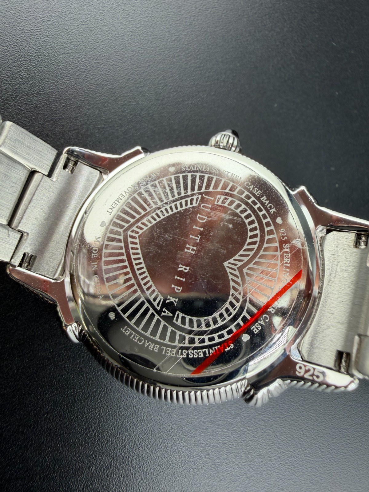 NWT JUDITH RIPKA STERLING SILVER 925 CLEAR CZ MOP FACE LADIES WRISTWATCH