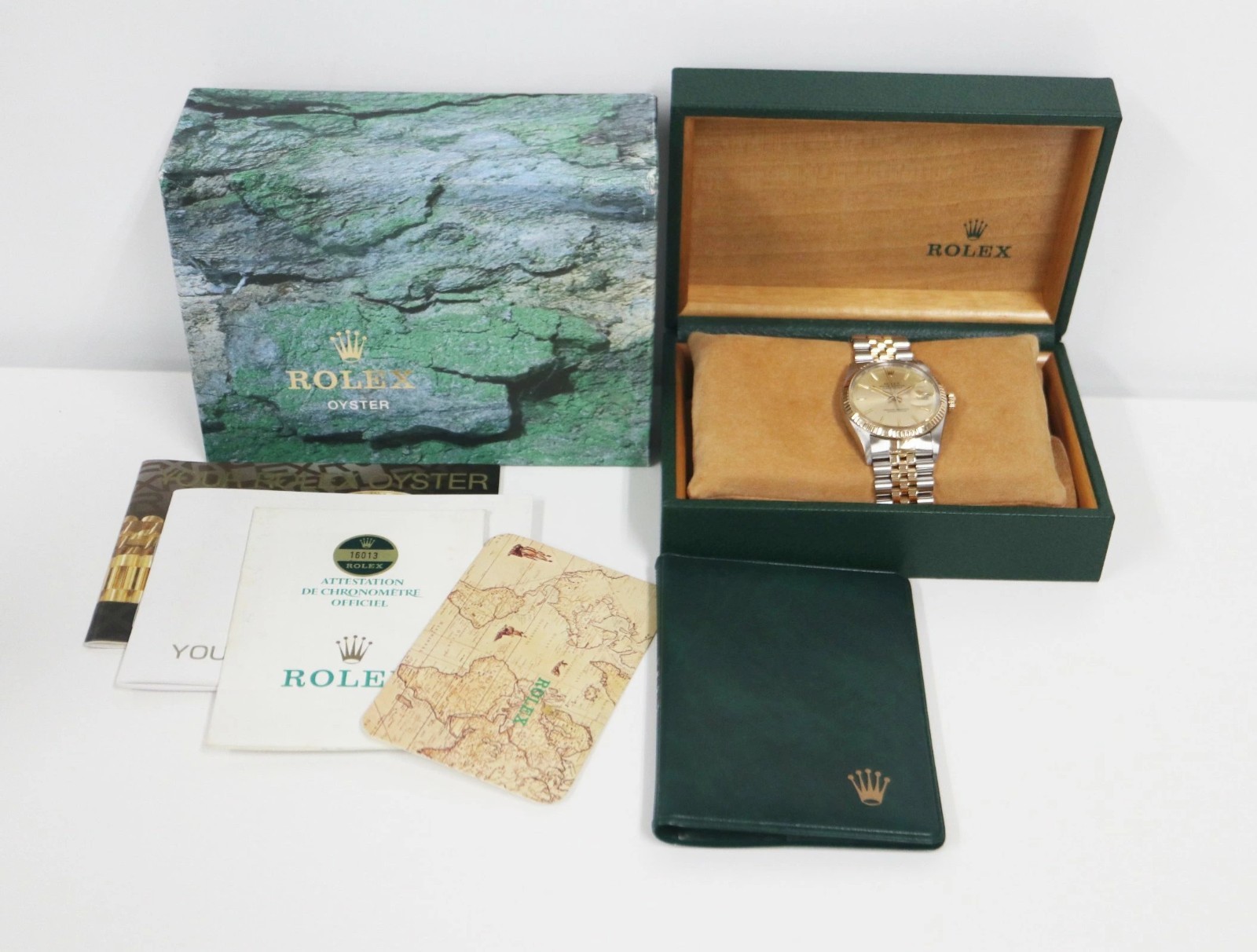 Rolex Datejust 16013 Two-Tone 18k/SS Champagne Dial Acrylic Crystal 8.7M Serial