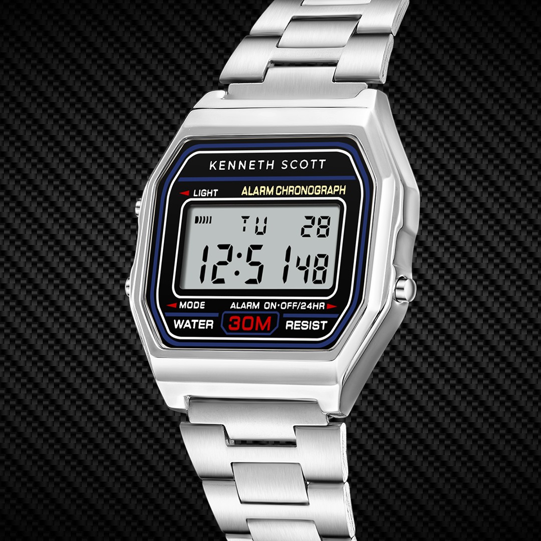 Kenneth Scott Men’s Digital Watch | Black Dial, 33mm, 30 m (3 ATM)