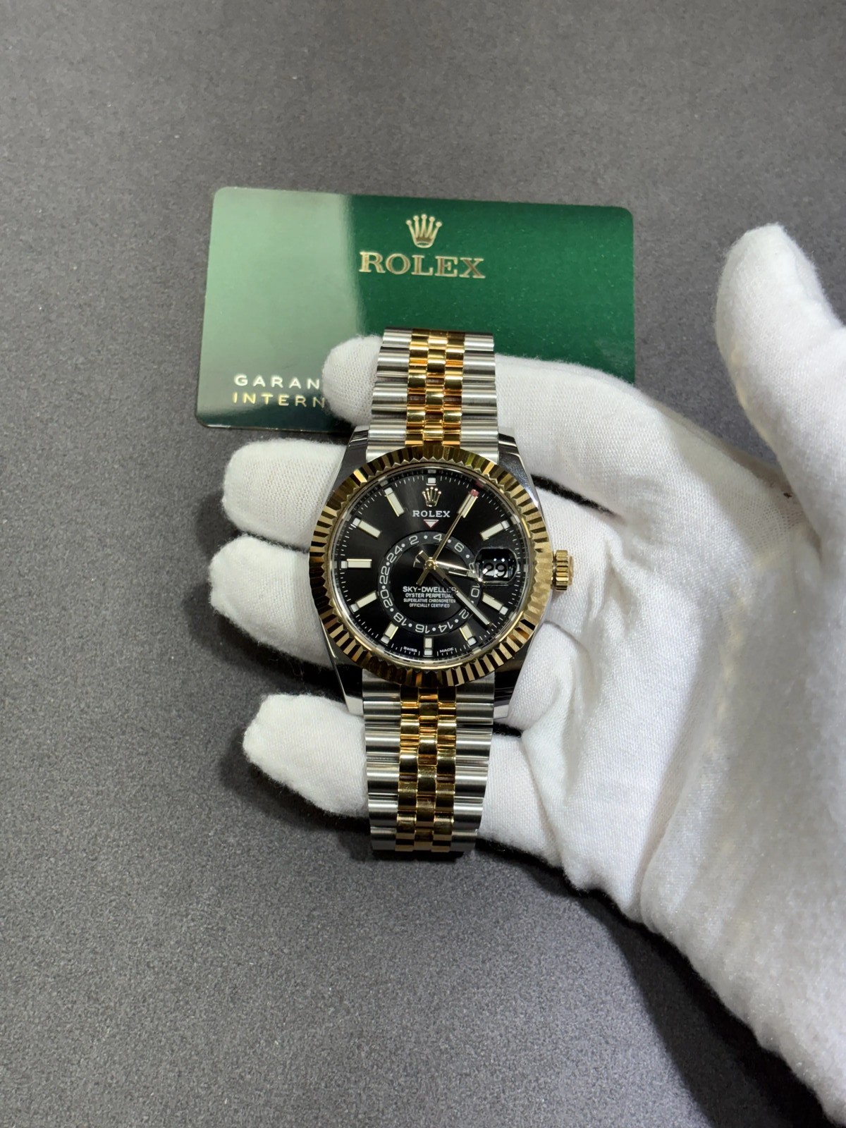 Rolex SkyDweller Black Index Dial on Jubilee 326933 Card 2022