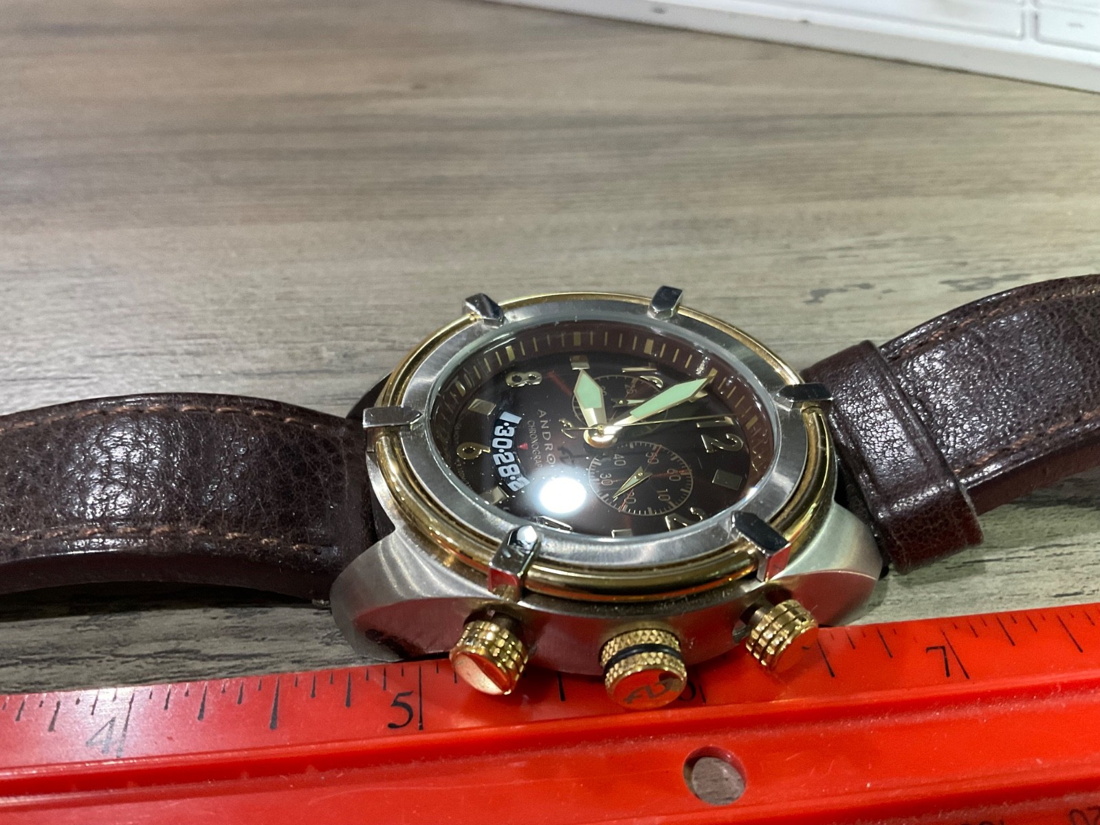 Vintage ANDROID Naval-2 AD466 Chronograph Leather Mens Watch – AS IS