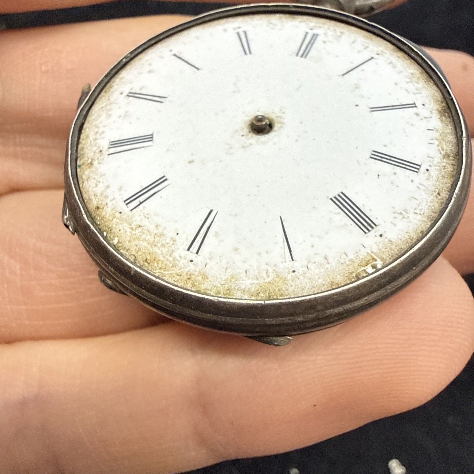 vintage swiss solid silver pocket watch Cylinder Rubis
