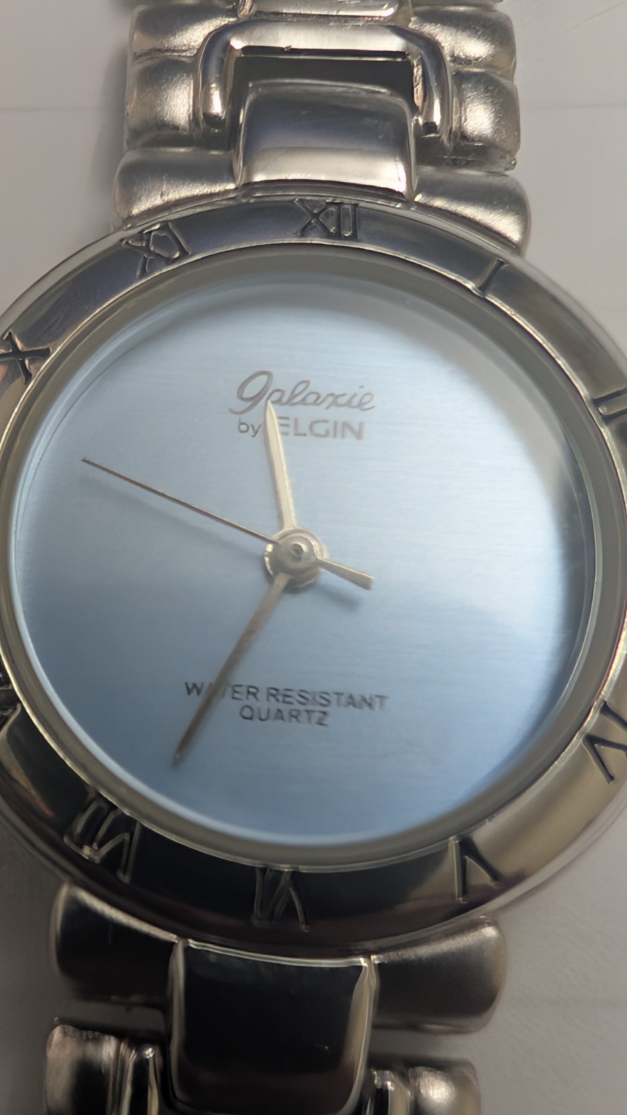 Elgin Galaxie Women’s Quartz Wristwatch Silver Metal Water Resistant Light Blue…