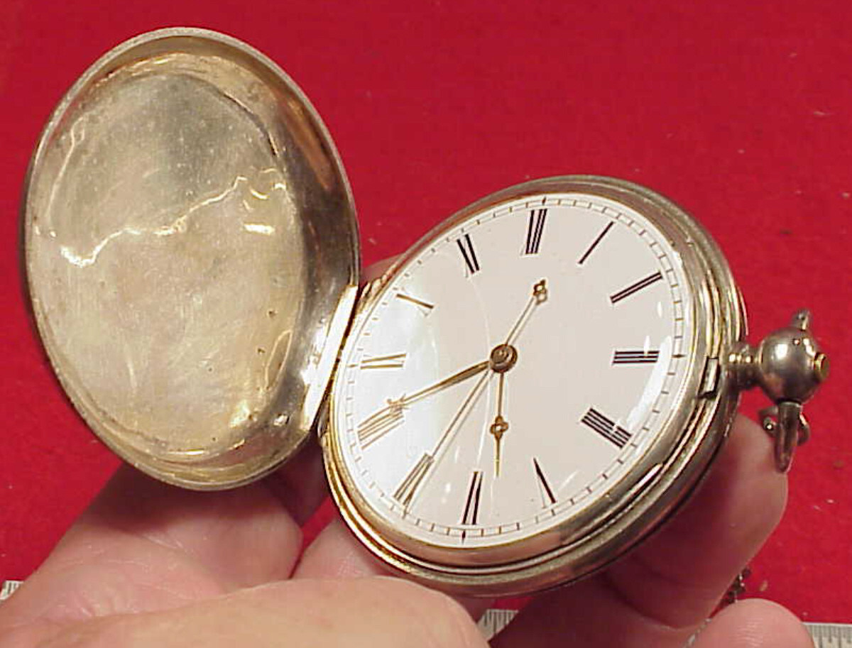 VINTAGE 55MM T JACOT BAT WING RUBY CRAB CLAW CHINESE DUPLEX SILVER POCKET WATCH